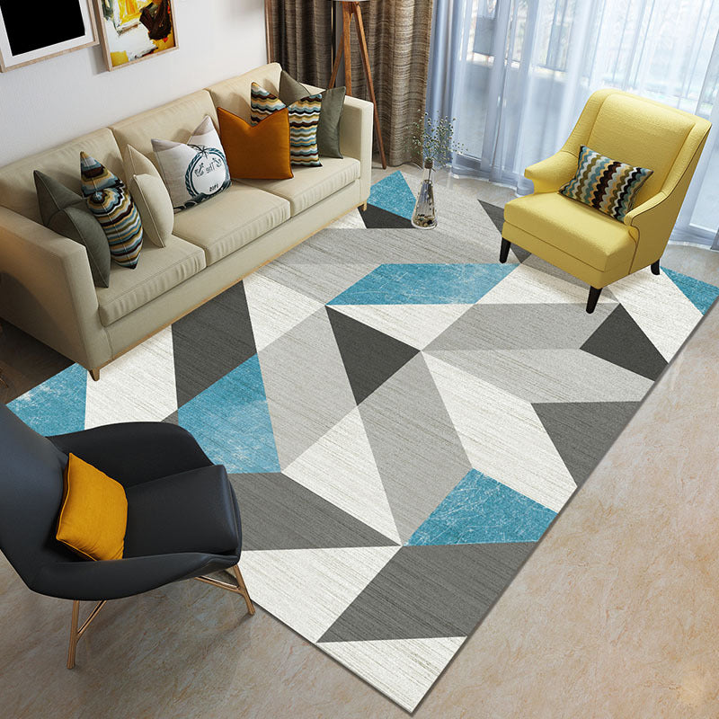 Rynx | Funky Color Blocking Geometric Rug Multi Colored Nordic Rug Polypropylene Non-Slip Backing Pet Friendly Washable Rug for Room