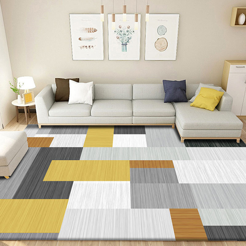 Rynx | Funky Color Blocking Geometric Rug Multi Colored Nordic Rug Polypropylene Non-Slip Backing Pet Friendly Washable Rug for Room