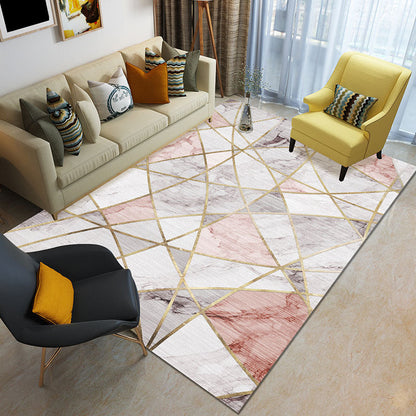Rynx | Funky Color Blocking Geometric Rug Multi Colored Nordic Rug Polypropylene Non-Slip Backing Pet Friendly Washable Rug for Room