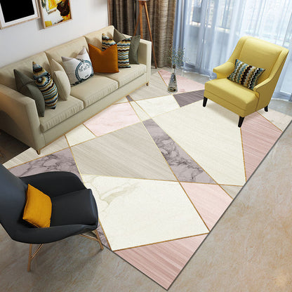 Rynx | Funky Color Blocking Geometric Rug Multi Colored Nordic Rug Polypropylene Non-Slip Backing Pet Friendly Washable Rug for Room