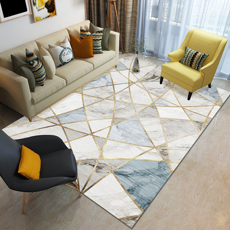 Rynx | Funky Color Blocking Geometric Rug Multi Colored Nordic Rug Polypropylene Non-Slip Backing Pet Friendly Washable Rug for Room