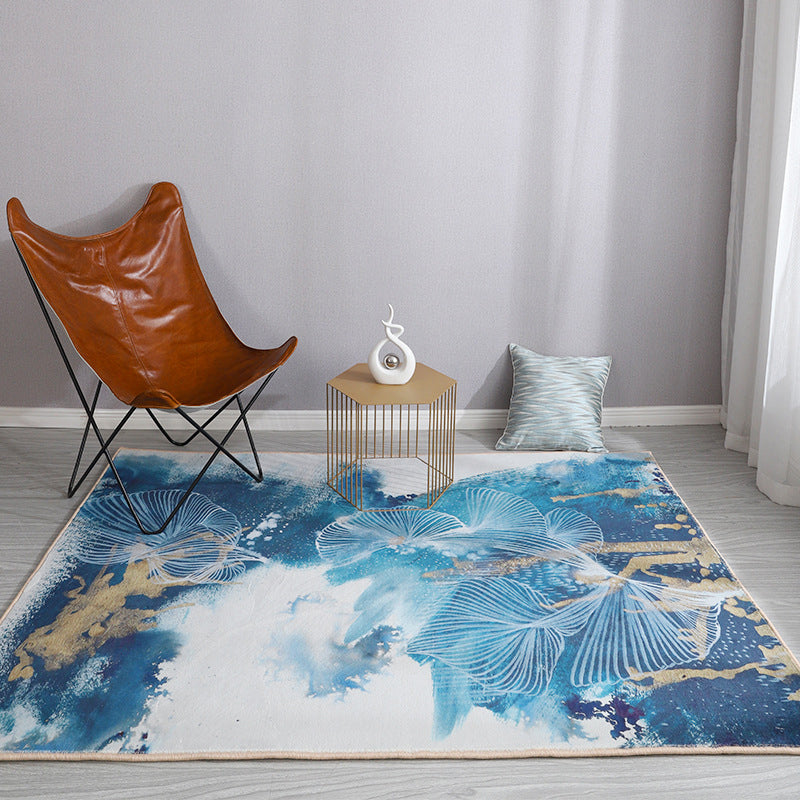Rynx | Esthetic Watercolor Print Rug Multi-Color Modern Area Rug Polyester Washable Non-Slip Backing Stain Resistant Rug for Drawing Room