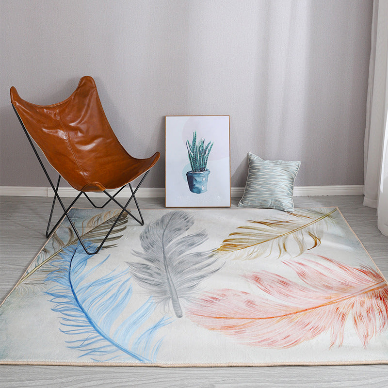 Rynx | Esthetic Watercolor Print Rug Multi-Color Modern Area Rug Polyester Washable Non-Slip Backing Stain Resistant Rug for Drawing Room