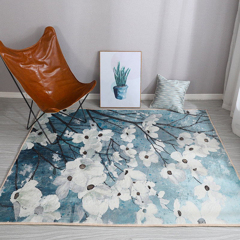 Rynx | Esthetic Watercolor Print Rug Multi-Color Modern Area Rug Polyester Washable Non-Slip Backing Stain Resistant Rug for Drawing Room