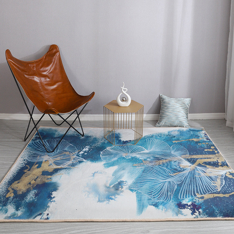 Rynx | Esthetic Watercolor Print Rug Multi-Color Modern Area Rug Polyester Washable Non-Slip Backing Stain Resistant Rug for Drawing Room