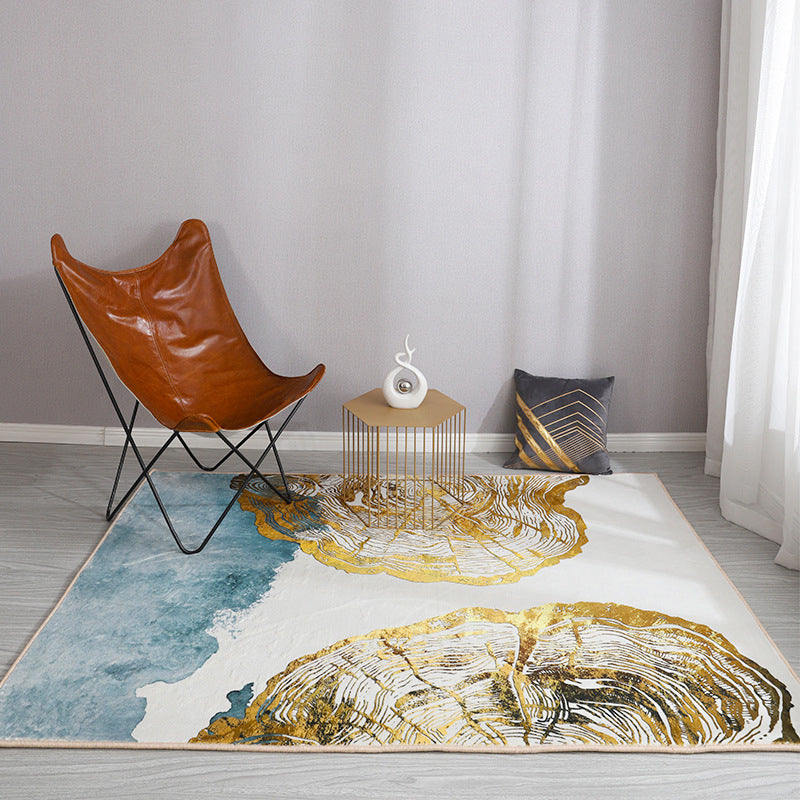 Rynx | Esthetic Watercolor Print Rug Multi-Color Modern Area Rug Polyester Washable Non-Slip Backing Stain Resistant Rug for Drawing Room