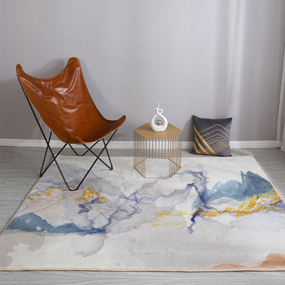 Rynx | Esthetic Watercolor Print Rug Multi-Color Modern Area Rug Polyester Washable Non-Slip Backing Stain Resistant Rug for Drawing Room