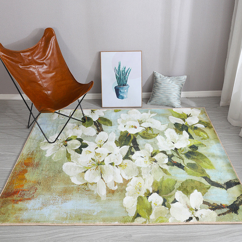 Rynx | Esthetic Watercolor Print Rug Multi-Color Modern Area Rug Polyester Washable Non-Slip Backing Stain Resistant Rug for Drawing Room