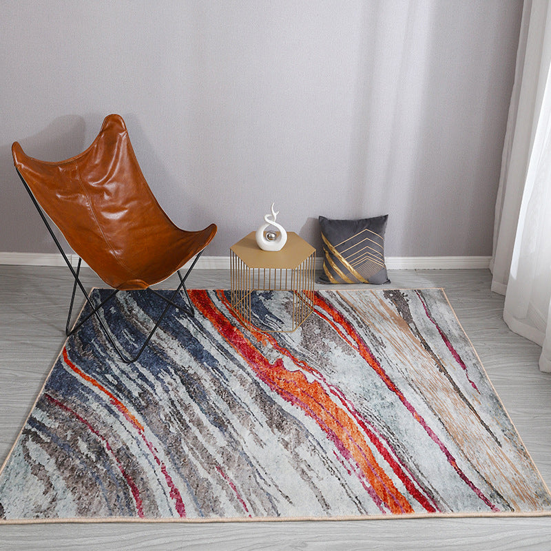 Rynx | Esthetic Watercolor Print Rug Multi-Color Modern Area Rug Polyester Washable Non-Slip Backing Stain Resistant Rug for Drawing Room