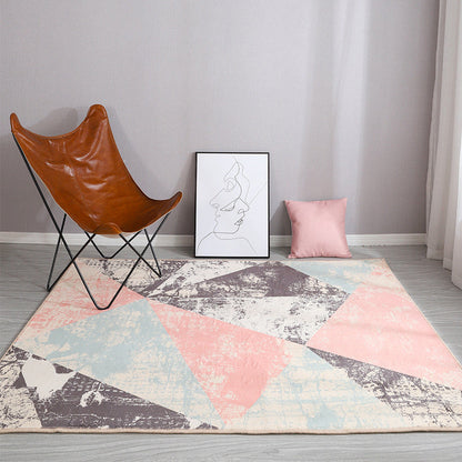 Rynx | Esthetic Watercolor Print Rug Multi-Color Modern Area Rug Polyester Washable Non-Slip Backing Stain Resistant Rug for Drawing Room