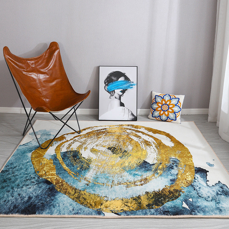 Rynx | Esthetic Watercolor Print Rug Multi-Color Modern Area Rug Polyester Washable Non-Slip Backing Stain Resistant Rug for Drawing Room
