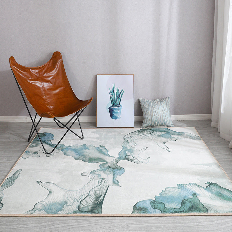 Rynx | Esthetic Watercolor Print Rug Multi-Color Modern Area Rug Polyester Washable Non-Slip Backing Stain Resistant Rug for Drawing Room