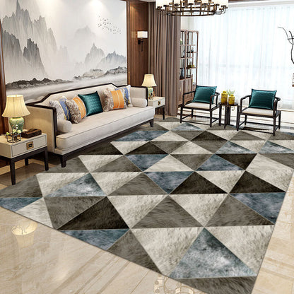 Rynx | Modern Home Decorative Rug Multi Colored Geometry Area Rug Polypropylene Washable Stain Resistant Non-Slip Backing Rug