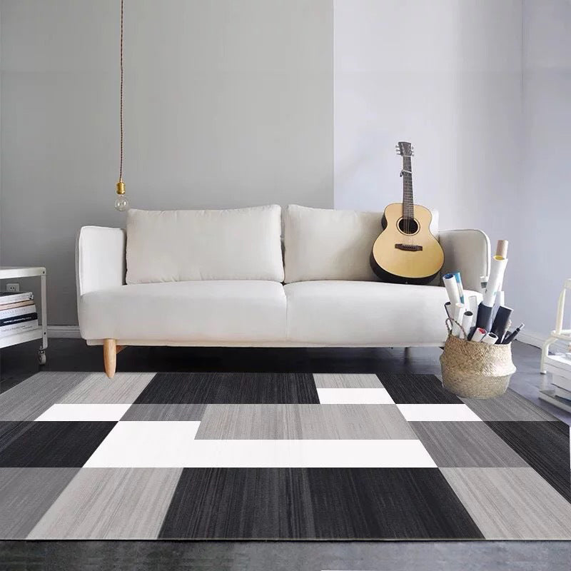 Rynx | Modern Home Decorative Rug Multi Colored Geometry Area Rug Polypropylene Washable Stain Resistant Non-Slip Backing Rug
