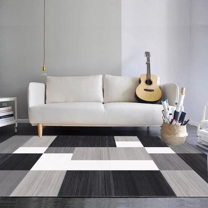 Rynx | Modern Home Decorative Rug Multi Colored Geometry Area Rug Polypropylene Washable Stain Resistant Non-Slip Backing Rug