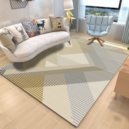 Rynx | Multicolor Modern Rug Polyester Graphic Print Area Carpet Machine Washable Anti-Slip Backing Stain Resistant Rug for Family Room