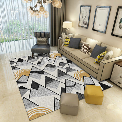 Rynx | Multicolor Modern Rug Polyester Graphic Print Area Carpet Machine Washable Anti-Slip Backing Stain Resistant Rug for Family Room