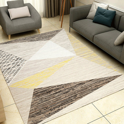 Rynx | Multicolor Modern Rug Polyester Graphic Print Area Carpet Machine Washable Anti-Slip Backing Stain Resistant Rug for Family Room