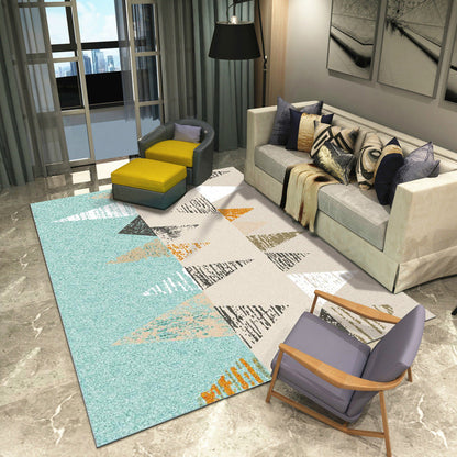 Rynx | Multicolor Modern Rug Polyester Graphic Print Area Carpet Machine Washable Anti-Slip Backing Stain Resistant Rug for Family Room