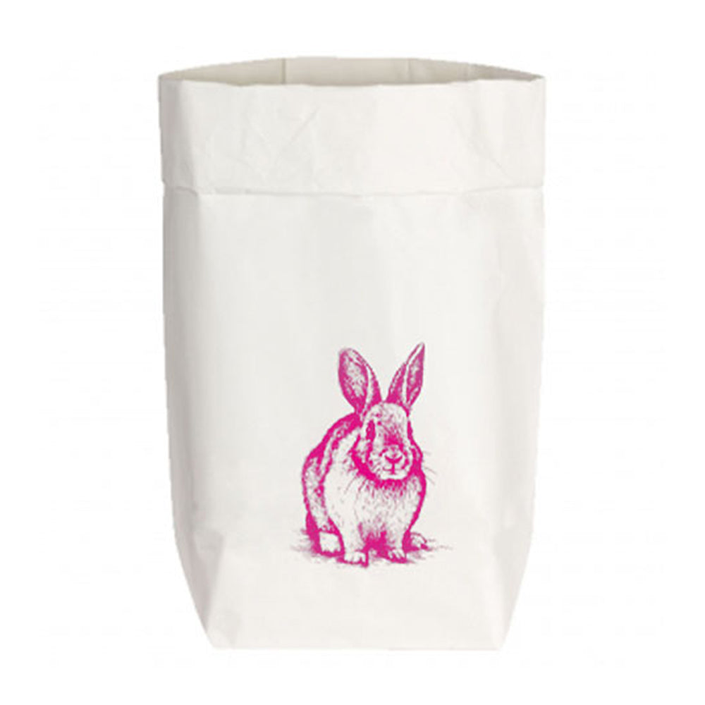 Rynx | Paper bag White Rabbit sitting Neon Pink