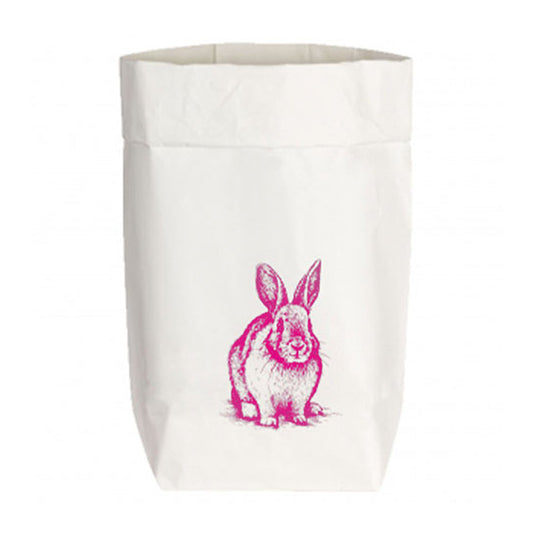 Rynx | Paper bag White Rabbit sitting Neon Pink
