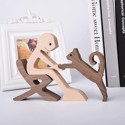 Rynx | Gift for Animal Lovers - Wooden Sculpture Table Ornaments - The Love Between You and Your Furry Friend
