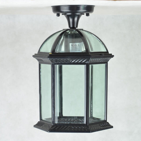Rynx | HexaLux Outdoor Lantern Ceiling Light | Waterproof | Hexagonal Design | Semi-Surface Mount