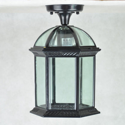 Rynx | HexaLux Outdoor Lantern Ceiling Light | Waterproof | Hexagonal Design | Semi-Surface Mount