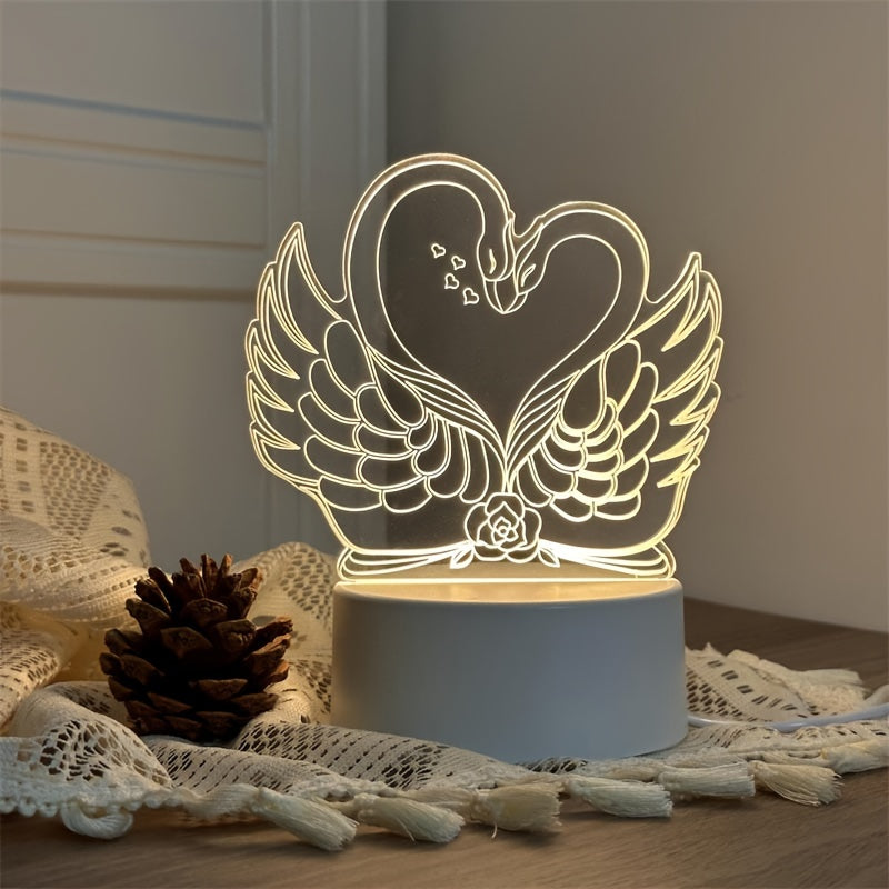 Rynx | Swan Light - USB Powered 3D LED Table Lamp with Acrylic Frame