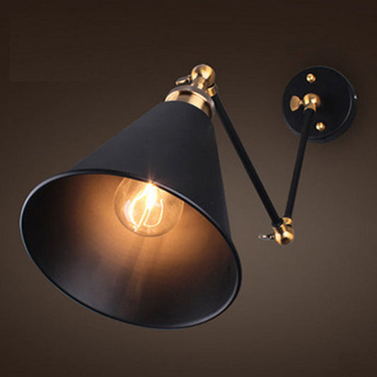 Rynx | Black Umbrella Shade Folding Wall Lamp Retro Style Single Bulb Restaurant Wall Lighting Fixture