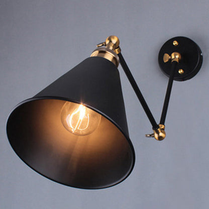 Rynx | Black Umbrella Shade Folding Wall Lamp Retro Style Single Bulb Restaurant Wall Lighting Fixture