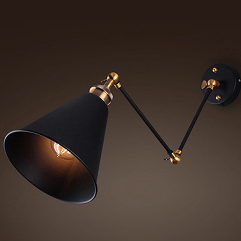 Rynx | Black Umbrella Shade Folding Wall Lamp Retro Style Single Bulb Restaurant Wall Lighting Fixture