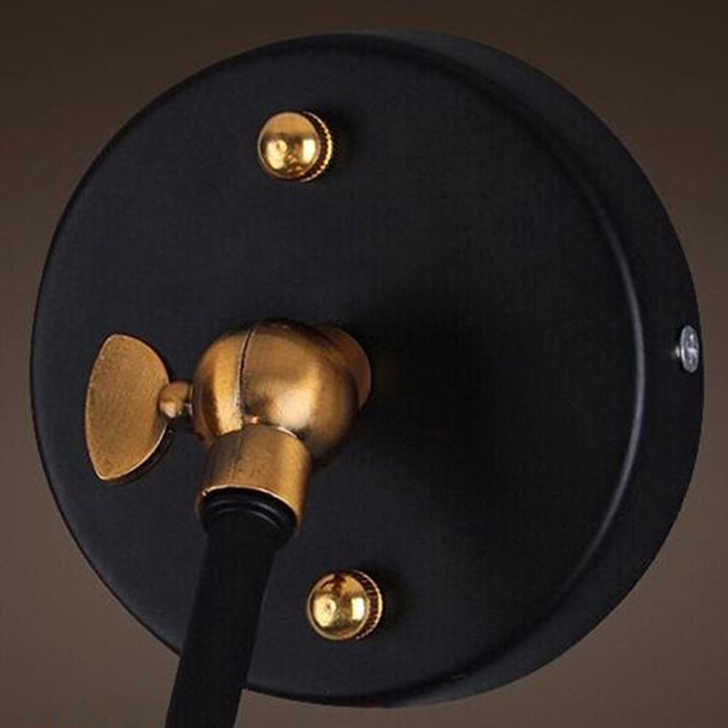 Rynx | Black Umbrella Shade Folding Wall Lamp Retro Style Single Bulb Restaurant Wall Lighting Fixture