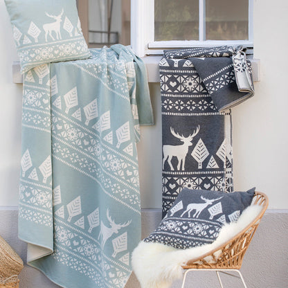 Rynx | Nordic cotton blanket deer Finn dark gray