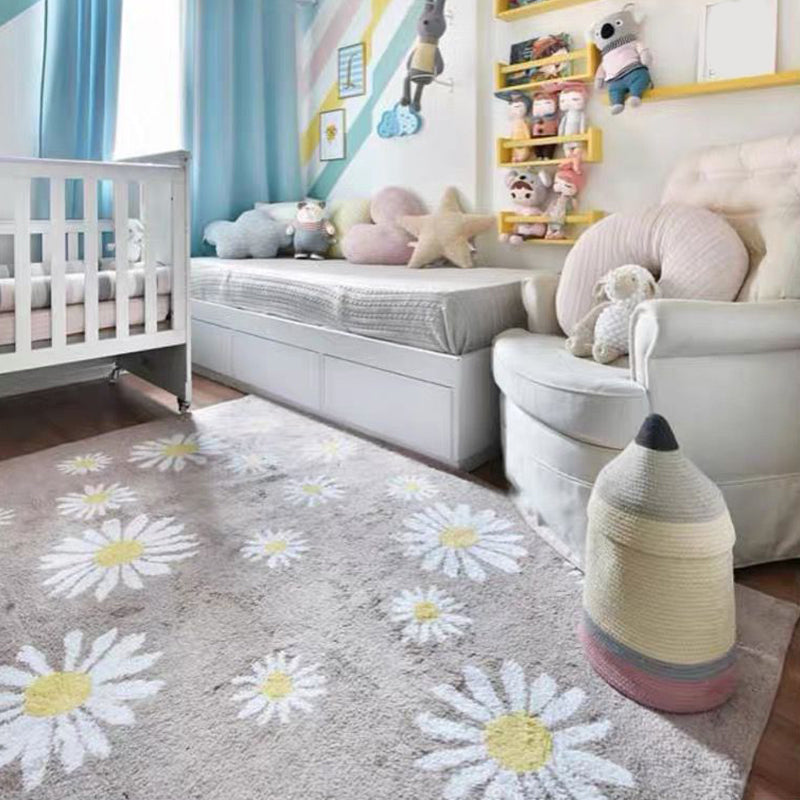 Rynx | Colorful Kids Room Rug Comfort Polka Dot Print Rug Cotton Blend Pet Friendly Washable Rug