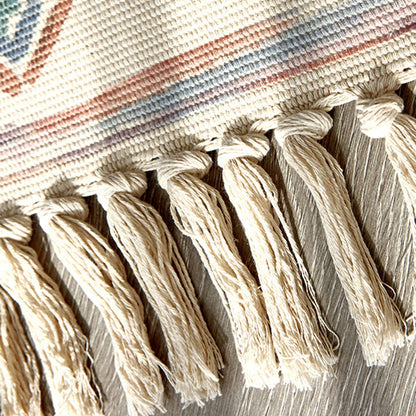 Rynx | Retro Multi Color Moroccan Rug Cotton Blend Tribal Symbols Carpet Machine Washable Rug with Tassel for Room