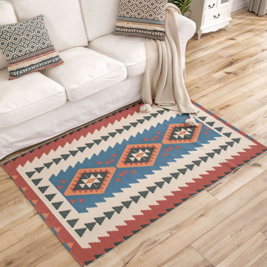 Rynx | Western Decoration Rug Multi Colored Geo Patterned Area Carpet Cotton Pet Friendly Easy Care Indoor Rug