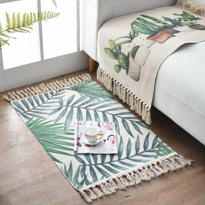 Rynx | Western Bedroom Carpet Multicolored geometric print rug cotton blend machine washable easy care with fringes
