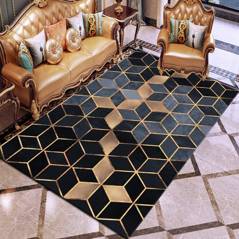 Rynx | Contemporary Area Rug Multi-colored Geo Printed Carpet Synthetic Non-slip Machine Washable Rug