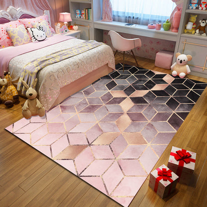 Rynx | Contemporary Area Rug Multi-colored Geo Printed Carpet Synthetic Non-slip Machine Washable Rug