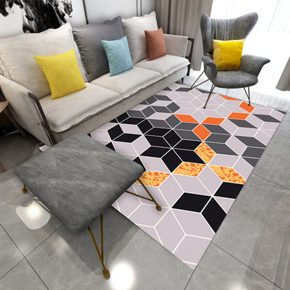 Rynx | Contemporary Area Rug Multi-colored Geo Printed Carpet Synthetic Non-slip Machine Washable Rug
