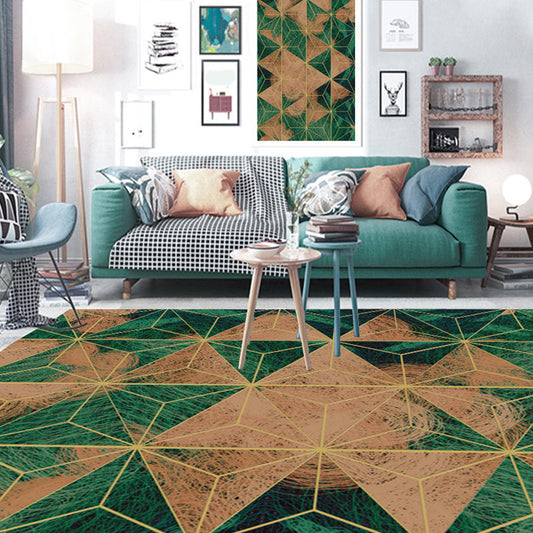 Rynx | Contemporary Area Rug Multi-colored Geo Printed Carpet Synthetic Non-slip Machine Washable Rug