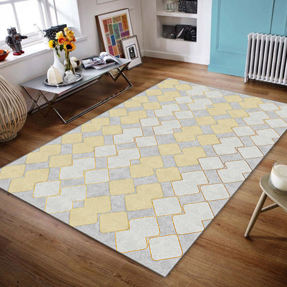 Rynx | Contemporary Area Rug Multi-colored Geo Printed Carpet Synthetic Non-slip Machine Washable Rug
