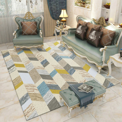 Rynx | Contemporary Area Rug Multi-colored Geo Printed Carpet Synthetic Non-slip Machine Washable Rug