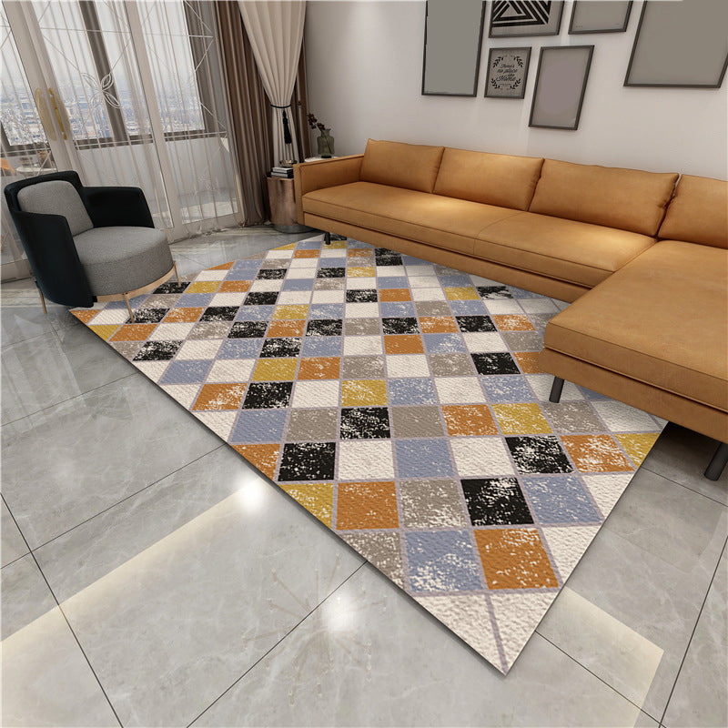 Rynx | Contemporary Area Rug Multi-colored Geo Printed Carpet Synthetic Non-slip Machine Washable Rug