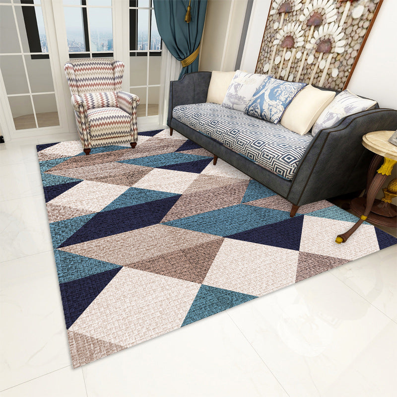 Rynx | Contemporary Area Rug Multi-colored Geo Printed Carpet Synthetic Non-slip Machine Washable Rug