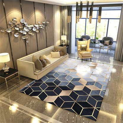 Rynx | Contemporary Area Rug Multi-colored Geo Printed Carpet Synthetic Non-slip Machine Washable Rug