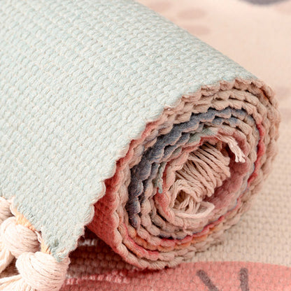 Rynx | Modern Kids Bedroom Rug Multi Color Plant Printed Carpet Non-Slip Backing Handmade Indoor Rug