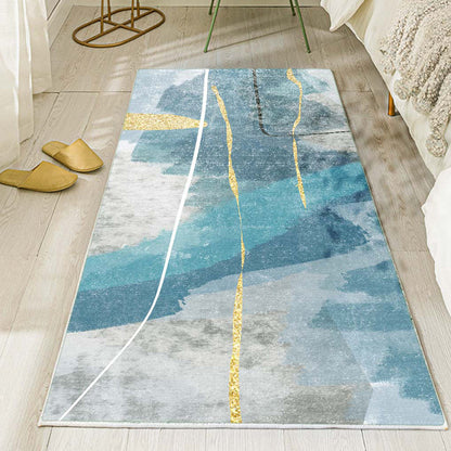 Rynx | Relaxing abstract printed rug multicolored lamb wool rug non-slip backing pet-friendly washable rug for rooms