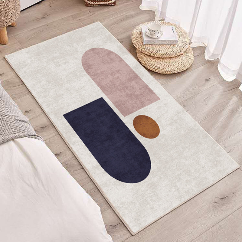 Rynx | Relaxing abstract printed rug multicolored lamb wool rug non-slip backing pet-friendly washable rug for rooms